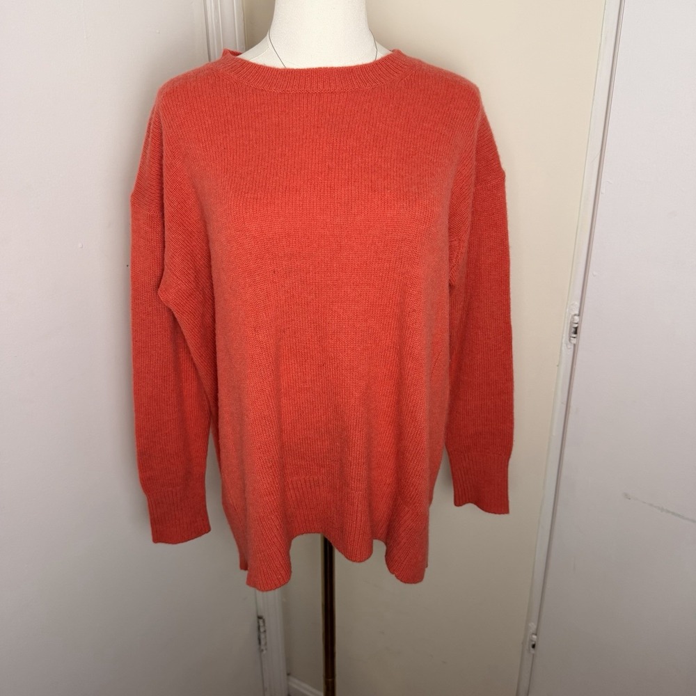 The Cashmere Project Women's Sz M 100% Cashmere Orange Crew Neck Sweater